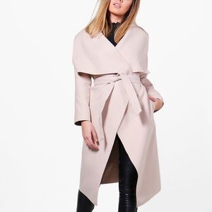 Boohoo | Belted Waterfall Shawl Coat |